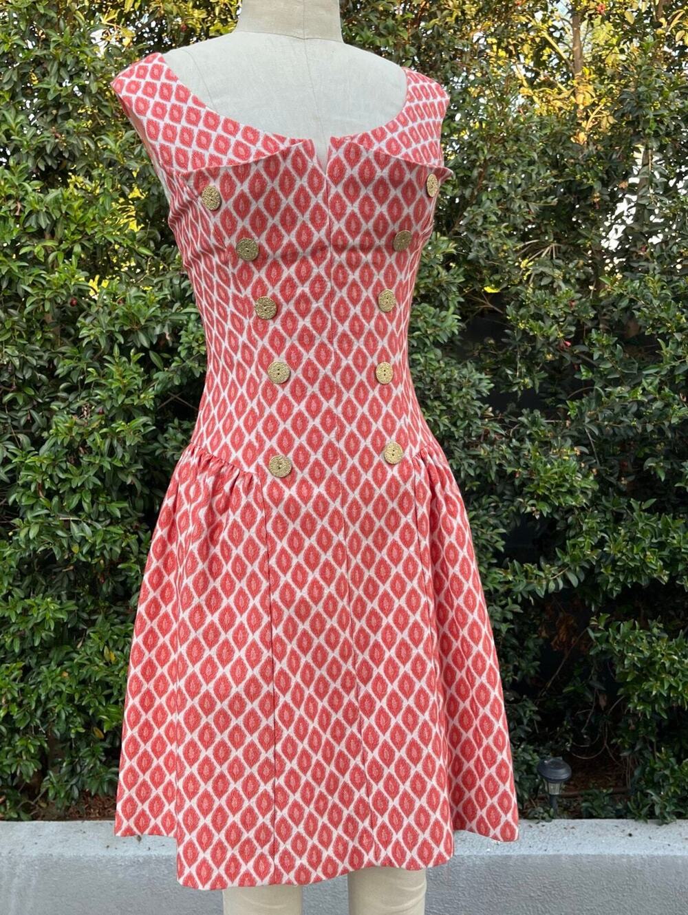Mod 60s Eva Franco Geometric Retro Fit and Flare Tank Mini Dress Women’s 0